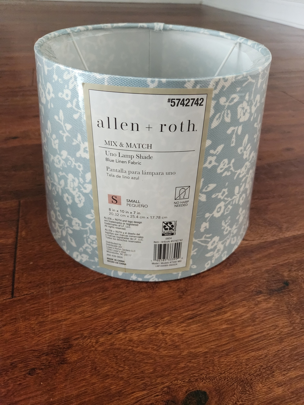 allen + roth Blue Floral Linen Lamp Shade